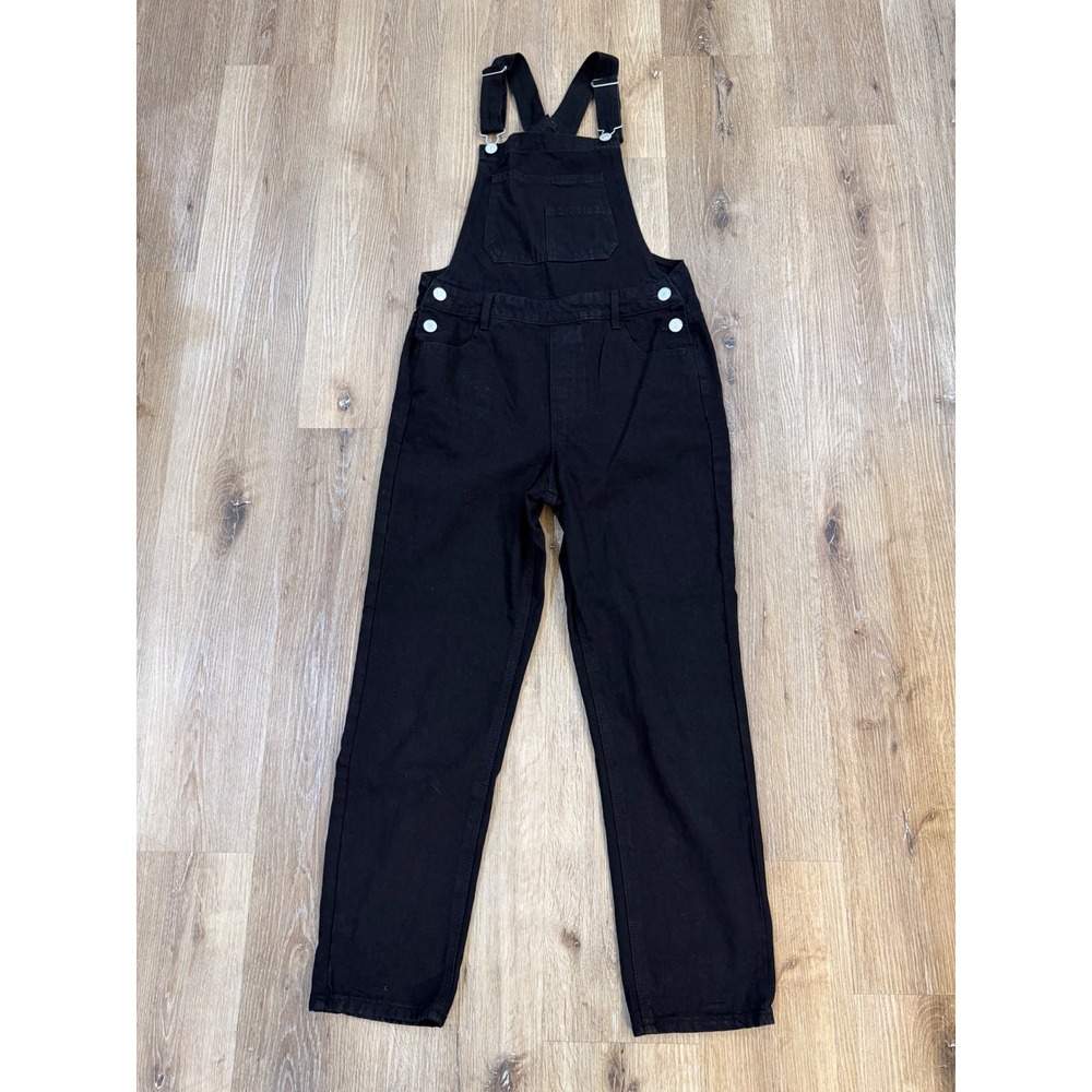 WallFlower Minimalist Denim Overalls Women M Black Cotton High Rise Straight Y2K